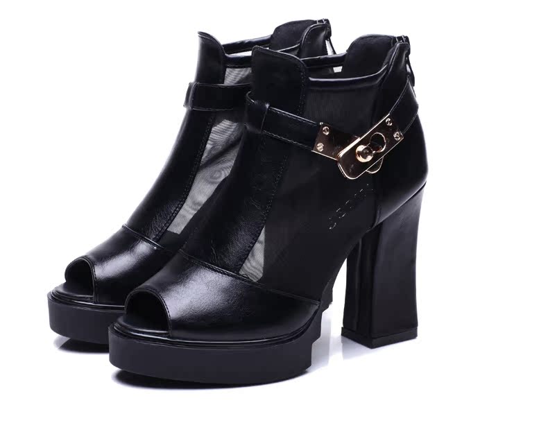 [2015爆款]2015春秋新款女式高跟鞋粗跟单鞋防