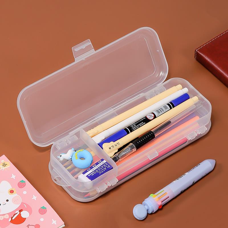 Transparent pencil case for primary school students, male and female net red large-capacity plastic pencil case, neutral sketch color pencil case for office use