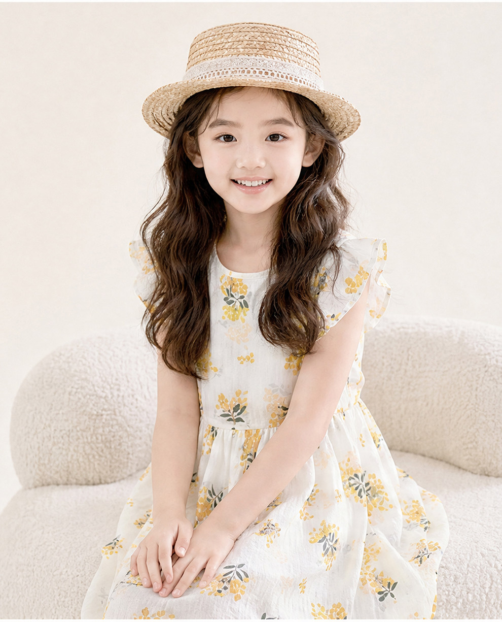 女童棉绸连衣裙夏季儿童绵绸裙子小飞袖家居睡裙碎花中大童公主裙 — 20