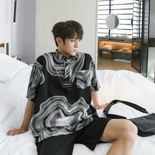 CHICERRO Сексуальная рубашка, трендовая футболка polo, короткий рукав, в корейском стиле