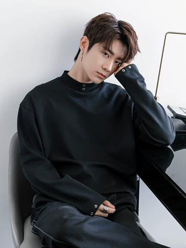 CHICERRO Цветной универсальный лонгслив, свободный крой, высокий воротник