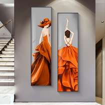 Home entrance decorative painting modern simple vertical wall painting light luxury atmospheric corridor aisle hanging painting figure murals