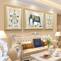 Eurostyle Living Room Decoration Painting Triple American Sofa Background Wall Mural Light Extravagant to paint Elephant Atmosphere Wall Painting