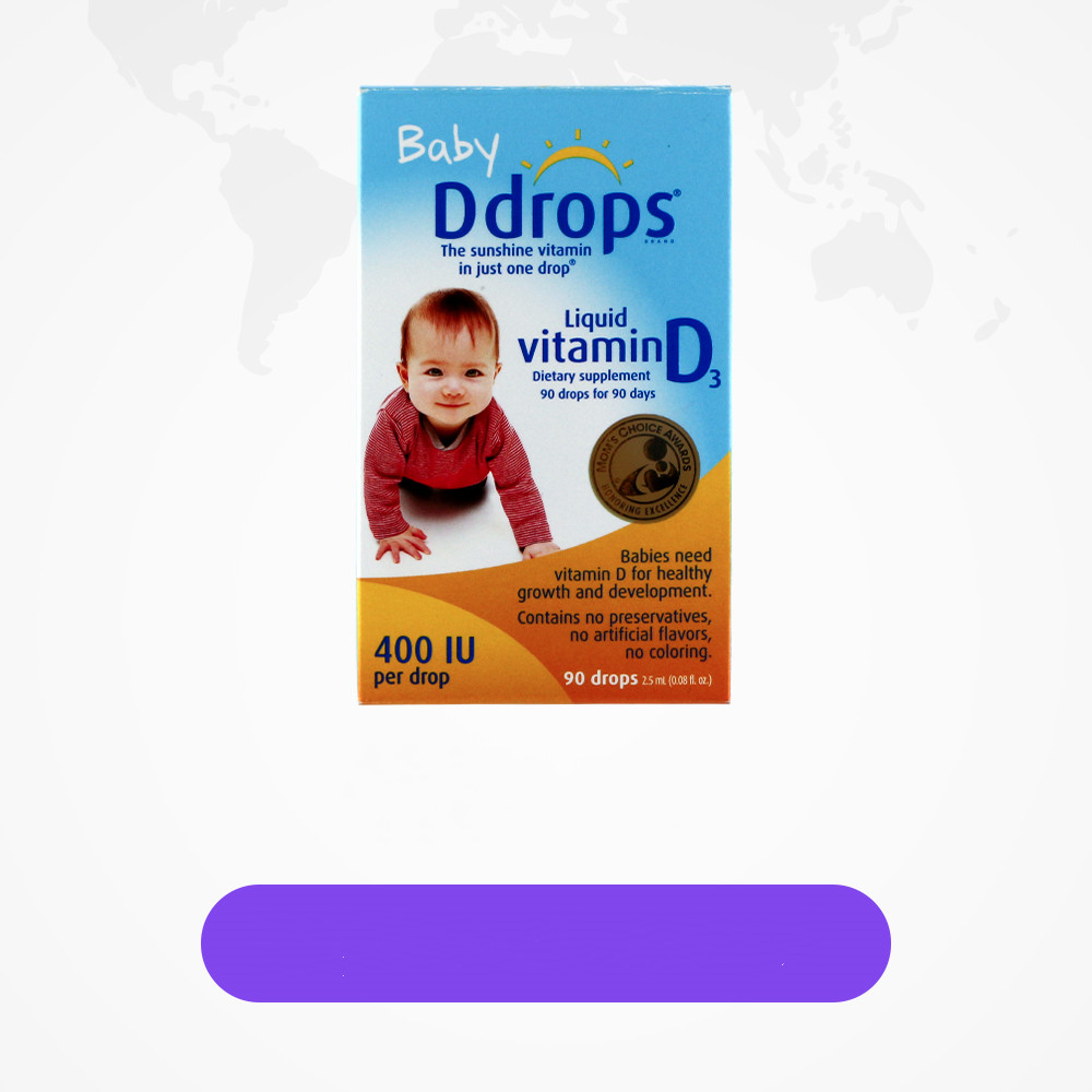 ddrops维生素D3滴剂新生儿VD3婴幼儿宝宝补钙 400iu90滴2.5ml