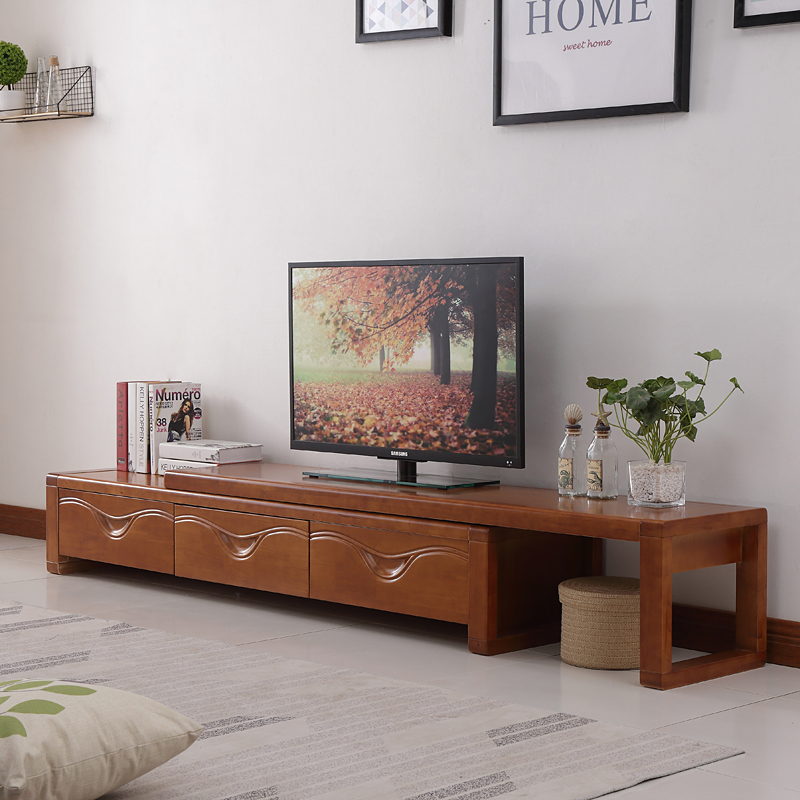 Chinese solid wood TV cabinet combination retractable simple modern storage cabinet economical storage cabinet living room furniture