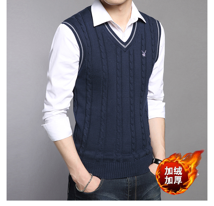 Mùa xuân và mùa thu Thanh niên nam Joker Đơn giản màu len đơn giản V-cổ đan Vest Vest tay áo tay áo mỏng áo len áo vest len nam