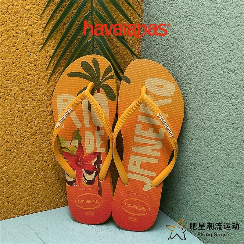 Сланцы Havaianas Slim Postcard с принтом, удобные повседневные пляжные шлепанцы для женщин