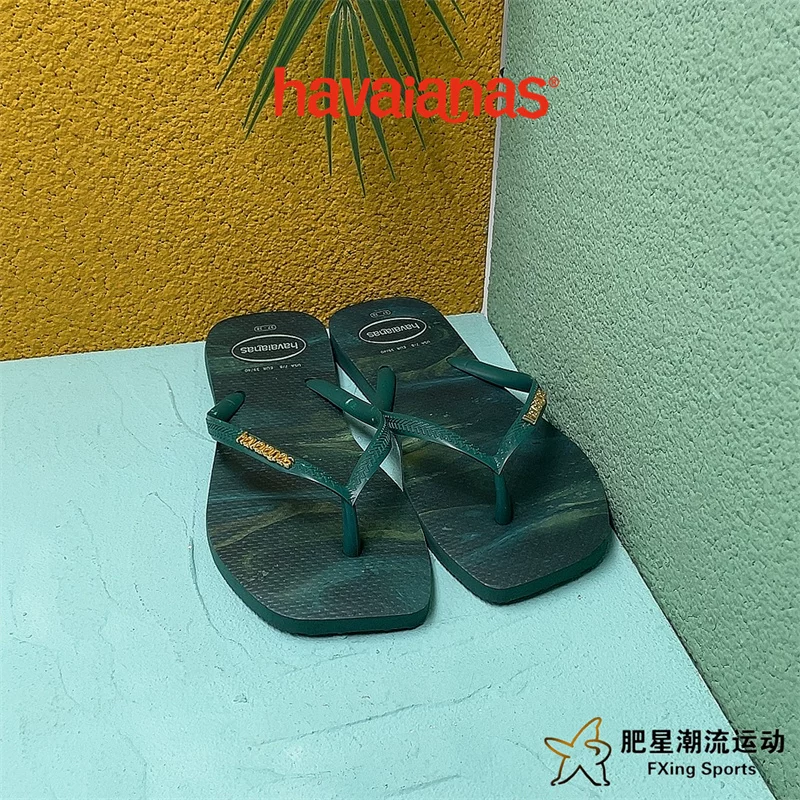 Havaianas Квадрат стильные градиентные комфортные повседневные женские шлепанцы квадратного носка