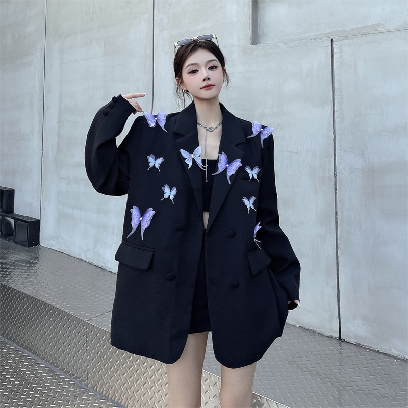 Unique Designer Handmade Three-Dimensional Butterfly High-End Blazer for Women, Autumn Fashion, Loose Casual Elegant Suit Unique Designer Handmade Three-Dimensional Butterfly High-End Blazer for Women, Autumn Fashion, Loose Casual Elegant Suit