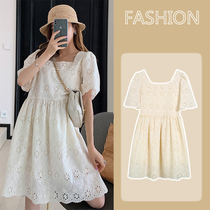 Pregnant women summer clothing season 2021 new loose little Qing lace tops large and long - range tide - hao - hao dress