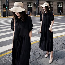 Pregnant women summer dress for summer nursing coat out large coffee long loose high-end small black Han Edition hot mom dress