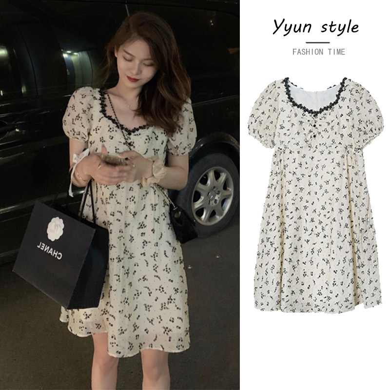 Maternity clothes, summer clothes, floral fashion, Korean version, dolls, breastfeeding, nursing clothes, big swing, mid-length, out-of-home dresses