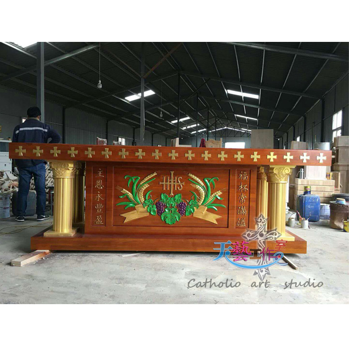 Mass Solid Wood Water Curo Sculpture Flower Altar 3 m Long Catholic Holy Things Carving Craft Sizes can be ordered for direct sale