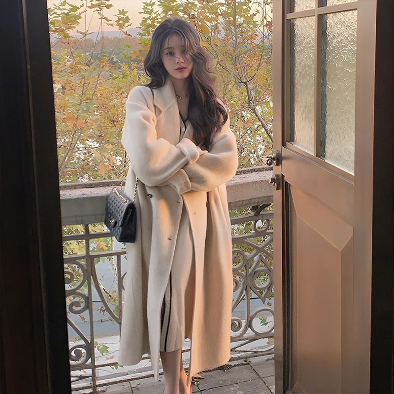 Off-White Double-Sided Wool Coat for Women 2025 Autumn and Winter New Korean Style British Style Mid-Length Elegant Woolen Coat Off-White Double-Sided Wool Coat for Women 2025 Autumn and Winter New Korean Style British Style Mid-Length Elegant Woolen Coat