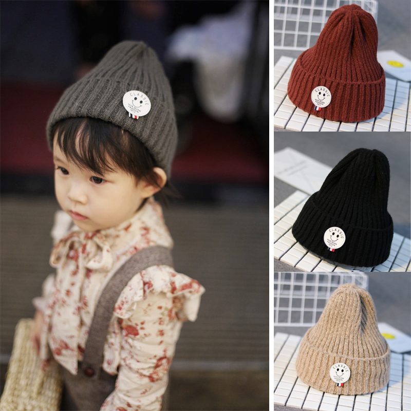 Korean version of children's autumn and winter knitted hat boys and girls warm woolen hat round standard baby pullover hat child tide