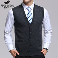 Chim giàu mùa thu dày đan áo len vest vest vai cha trung niên lỏng áo len cardigan áo vest nam đẹp