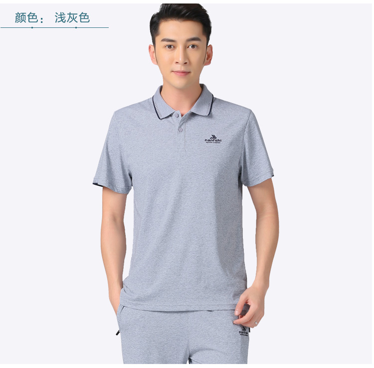 Bộ đồ thể thao nam mùa hè quần ngắn tay phù hợp với người cha trung niên tải quần áo thể thao nam cỡ lớn - Thể thao sau quần áo thể thao