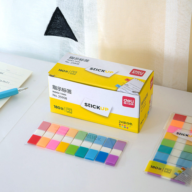 Vigorous 25908 Color tag instructions for convenient label papers fluorescent film 9 color 180 posting strips