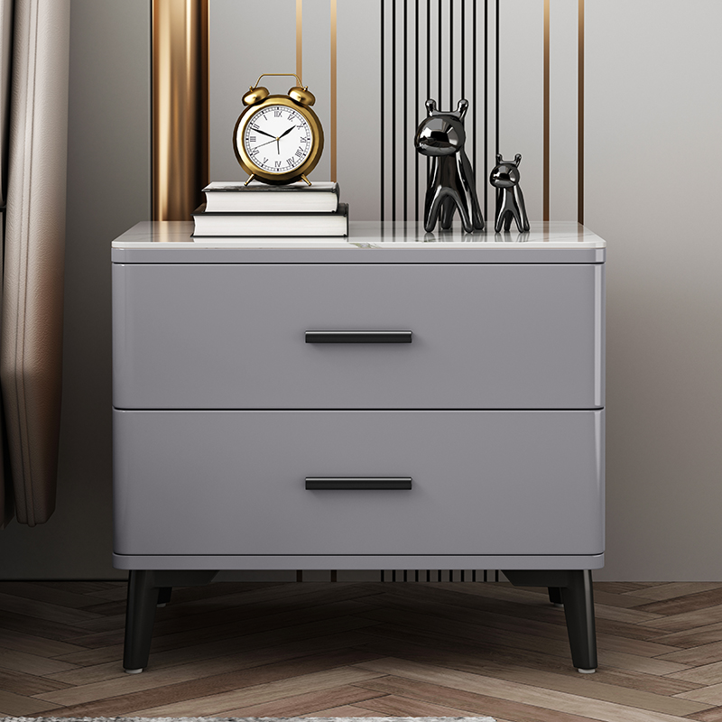 Baking Varnish Rockboard Bed Head Cabinet Light Extravagant Modern Minimalist Bedroom Extremely Simple High-end Full Solid Wood Bedside Cabinet full of lockers-Taobao
