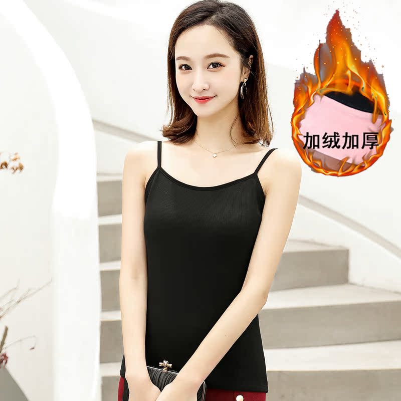 Winter womens hai tầng của Hàn Quốc phiên bản của sling thân vest dầy cộng với nhung dày ấm top đáy tay phụ nữ.