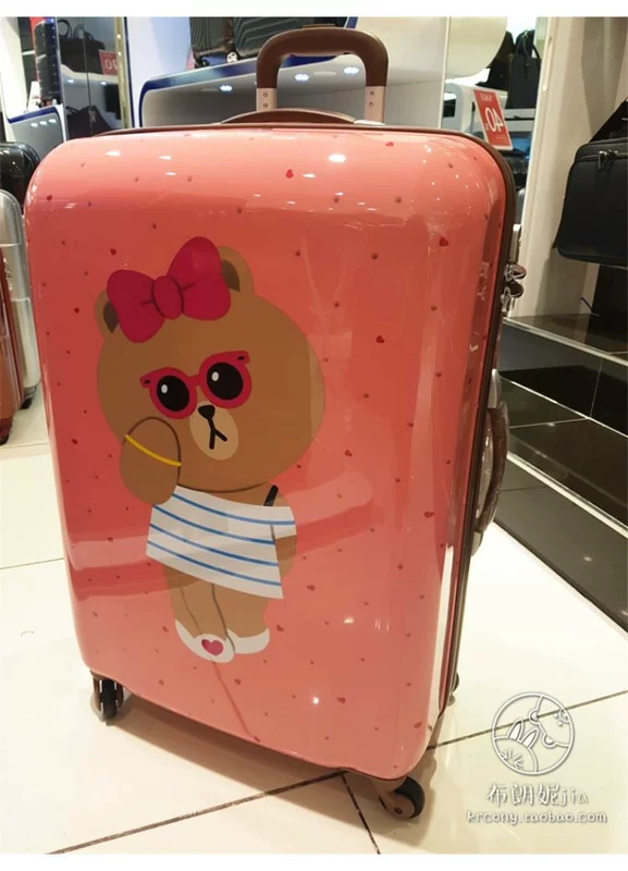 Hàn Quốc LINE FRIENDS x Samsonite Samsonite Chuck Brown Bear vali xe đẩy vali