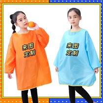 Pure colour hood child drawing clothes baby waterproof anti-wear kindergarten eating clothes big boy apron light and breathable