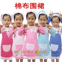Han Edition Children Apron Apron Baby Apron Eating Clothing Hood Coat Drawing Clothes Parent-child Apron Cotton Fabric Apron Sleeves Sleeve