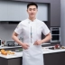 Quần áo làm việc đầu bếp nam ngắn tay mùa hè mỏng thoáng khí ăn nhà hàng căng tin quần áo nhà bếp dài tay tùy chỉnh cho nữ dong phuc dau bep ao bep 