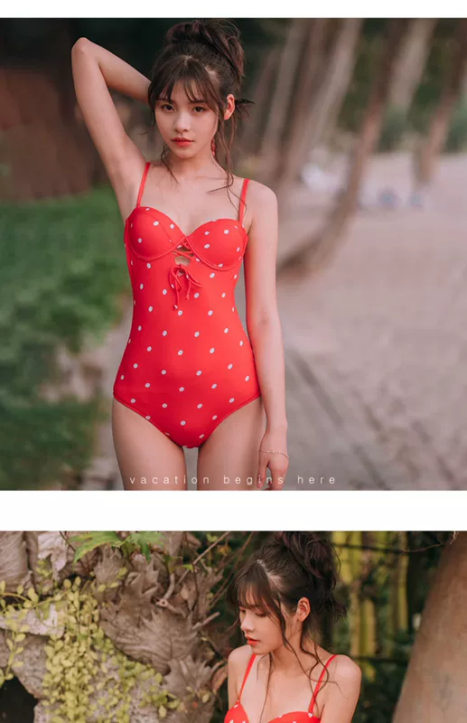 Áo tắm nữ đào nhỏ 2019 mới hình tam giác Xiêm mỏng manh Hàn Quốc nhỏ ngực ngực tụ tập nữ sinh áo tắm - Bộ đồ bơi One Piece áo bơi liền thân cho bé gái