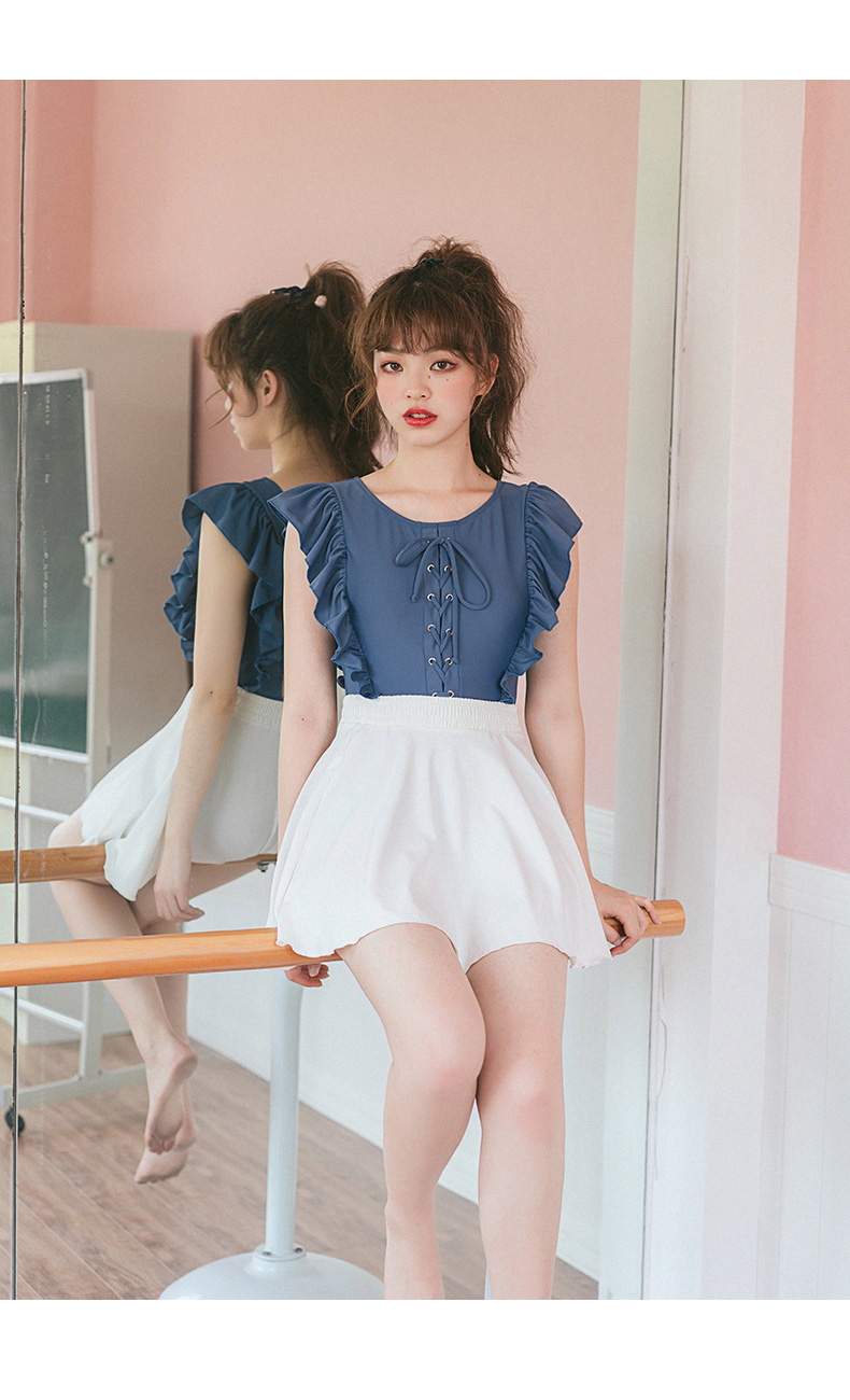 Hàn Quốc nhỏ tươi váy sinh viên áo tắm nữ bảo thủ che bụng áo tắm mỏng backless mùa xuân kỳ nghỉ bơi phù hợp - Bộ đồ bơi One Piece mẫu áo tắm liền thân đẹp