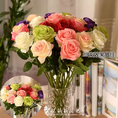 Table flower office simulation flower single round heart rose fake flower silk flower New House living room table wedding ornaments