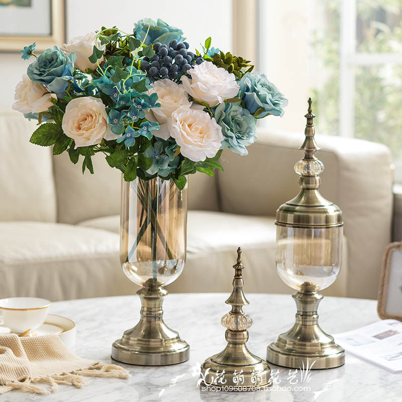 Eurostyle Home Adornment Glass Vase Floral Pendulum Pieces Living-room Emulation Floral Dried Flower Flower Arrangement Furnishing