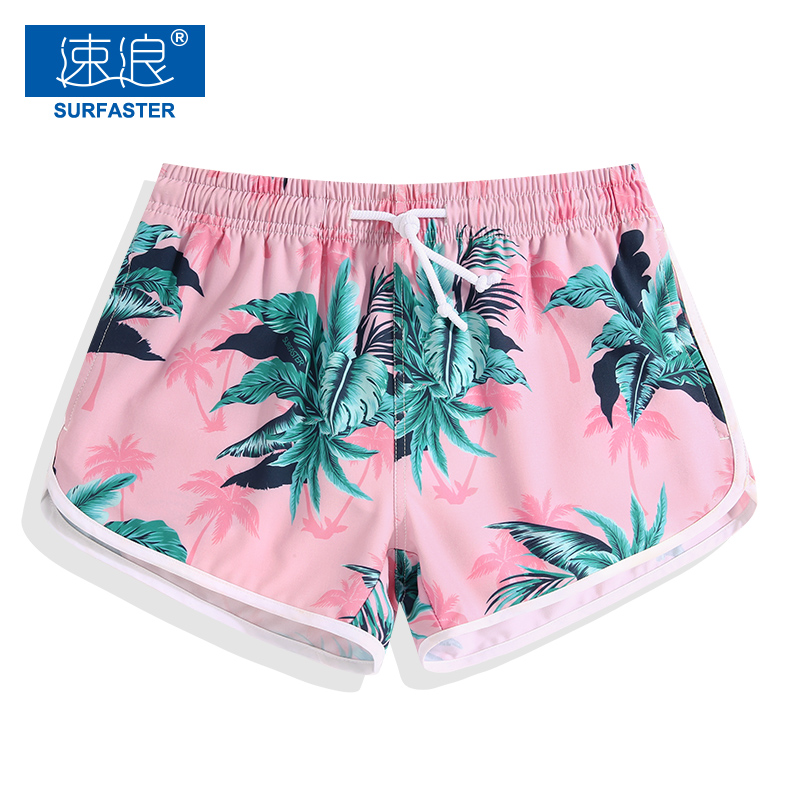 Thai quick-dry loose beach pants women's seaside vacation surf shorts trend three-point sports print straight swim trunks