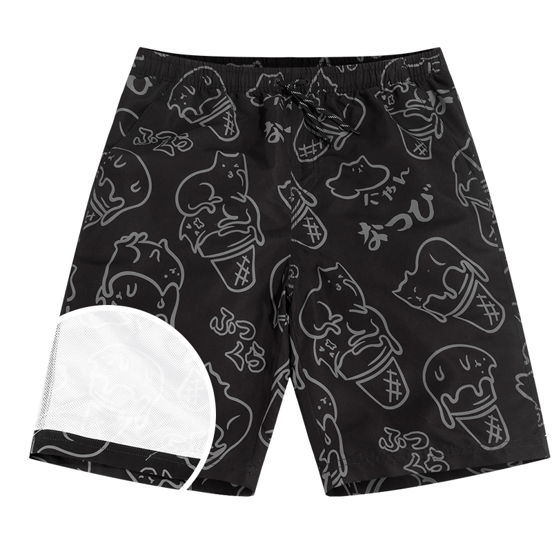 New beach pants men's tide brand fast dry can be dried down water swimming trunks Pent -point loose shorts, hot spring seaside vacation