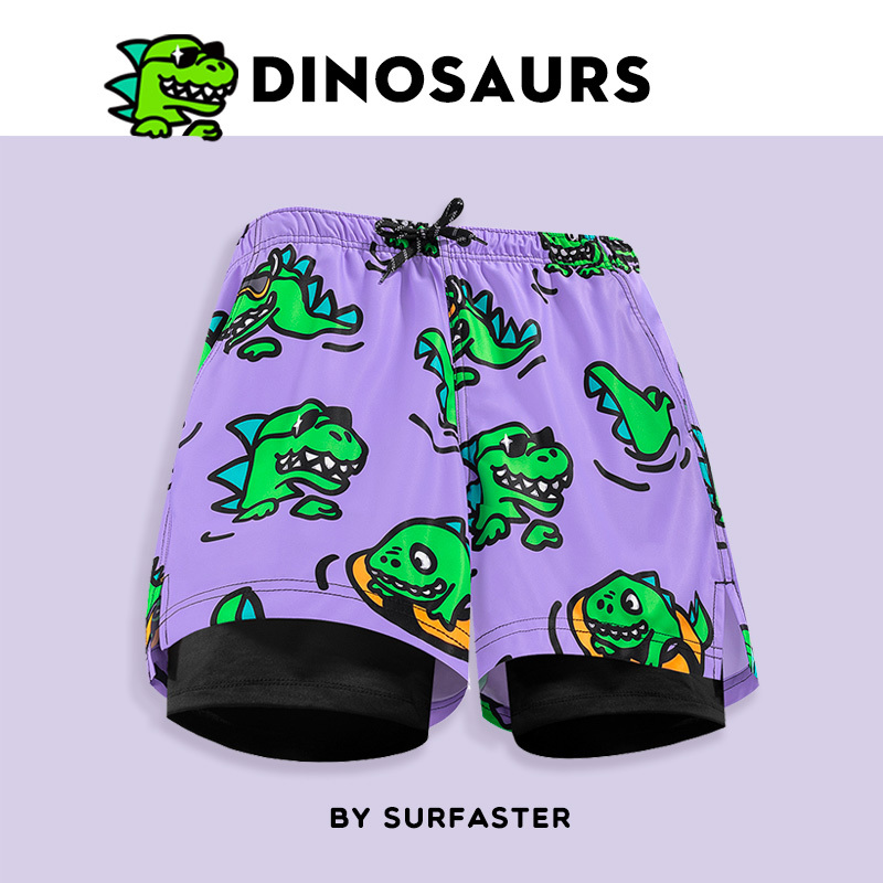 Men's Hot Spring Swimming Trunks 2025 New Double-Layer Anti-Embarrassment Beach Shorts Quick-Drying Seaside Vacation Surfing Swimsuit Set