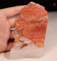 Laos tri-colorful and sculpted Zhu sandstone to give a gift for a play piece (5-flower meat)