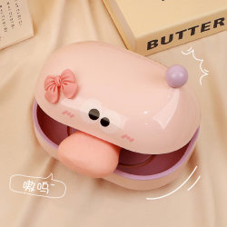 Cute Countertop Soap Dish with Lid, Creative Draining Box, Portable Household Bathroom Storage Soap Box