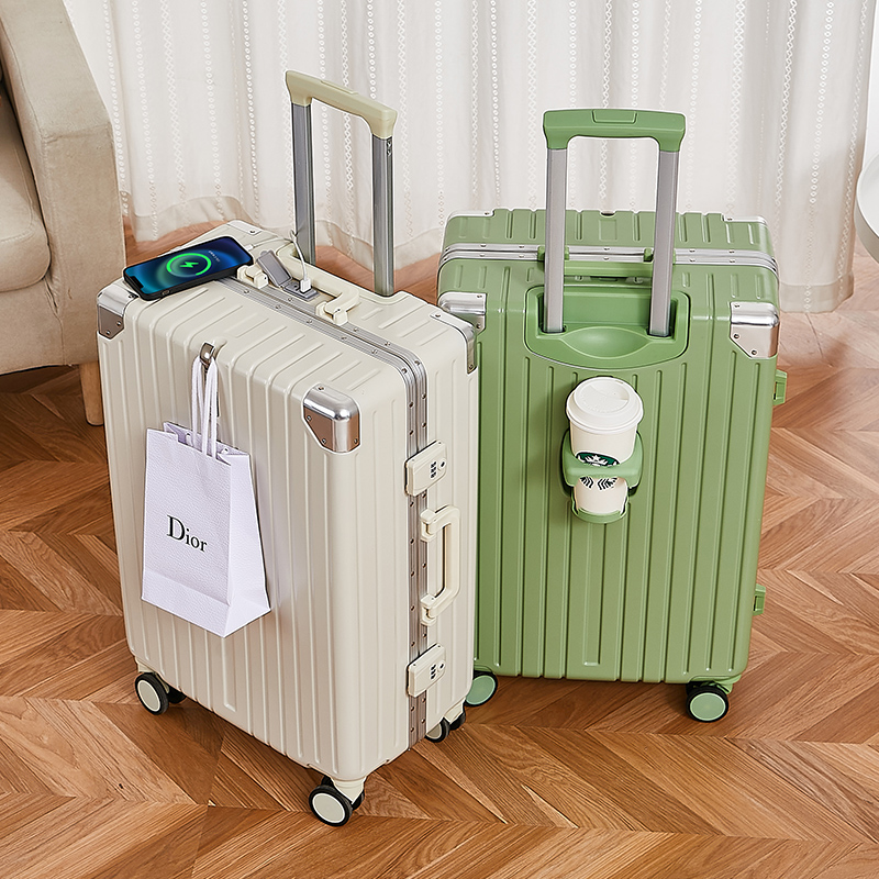 Multifunctional aluminum frame luggage student trolley case male durable strong 24 inch password box female leather travel case 20