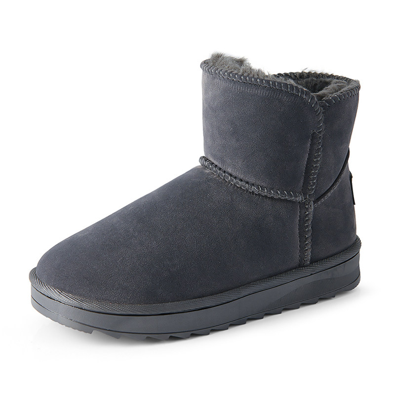 Northeastern Snow Boots for Men, Winter Fleece-Lined, Thickened, Warm, Large Cotton Shoes, Men's Leather and Fur Integrated, Non-Slip, High-Top Cotton Boots