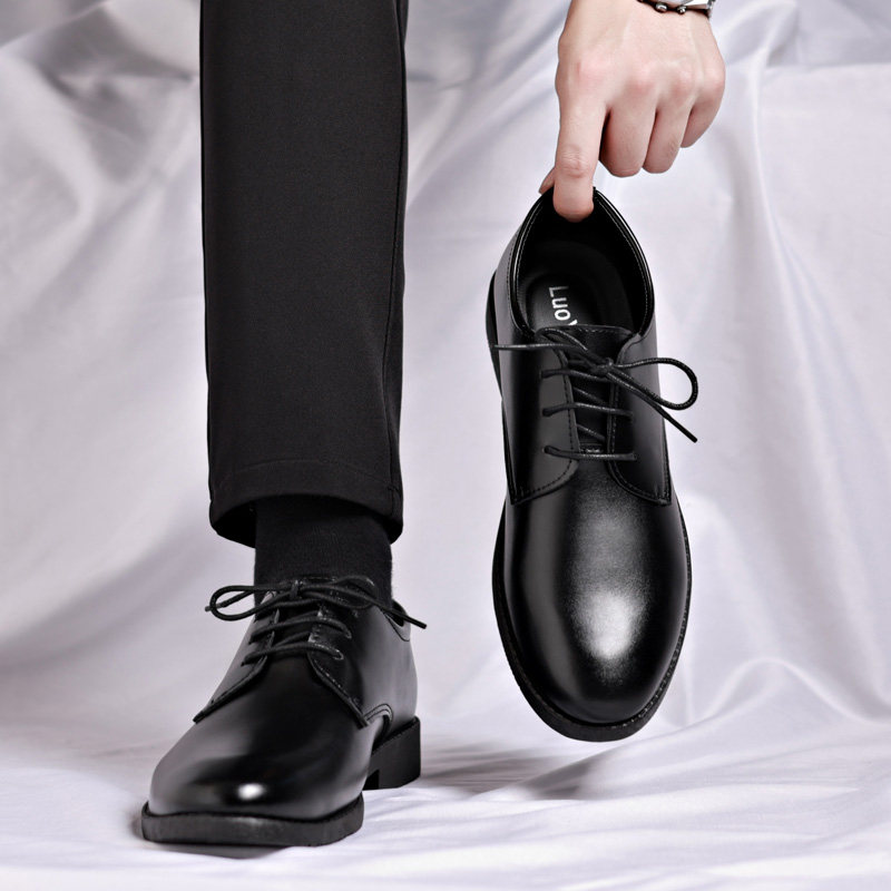 Leather Shoes for Men, Winter Business Formal Wear, British Style, Soft Sole, Casual Sports, Waterproof, Non-Slip, Groom's Wedding Suit Shoes