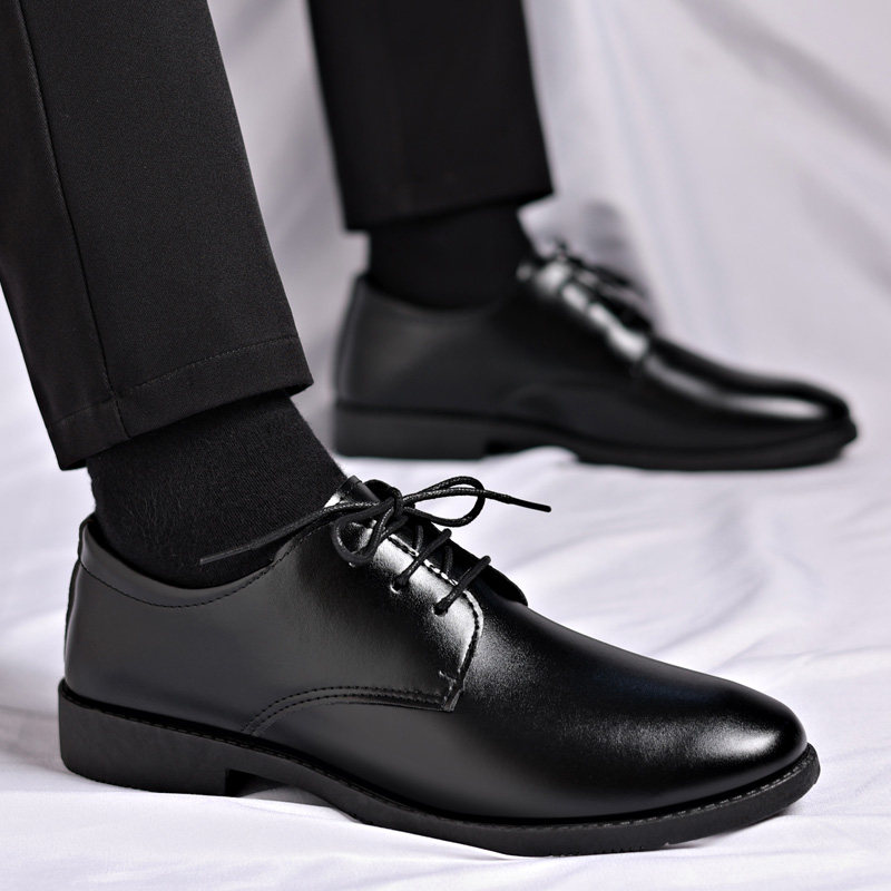 Leather Shoes for Men, Winter Business Formal Wear, British Style, Soft Sole, Casual Sports, Waterproof, Non-Slip, Groom's Wedding Suit Shoes