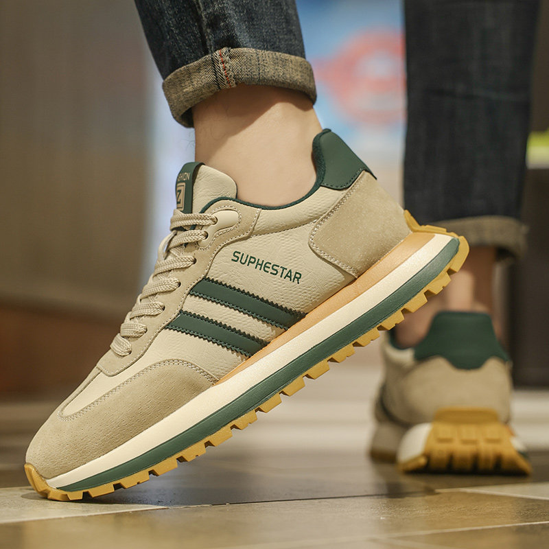 Putian Men's Shoes 2025 New Autumn Casual Genuine Leather Retro Forrest Gump White Sneakers Men's Running Sports Trendy Shoes