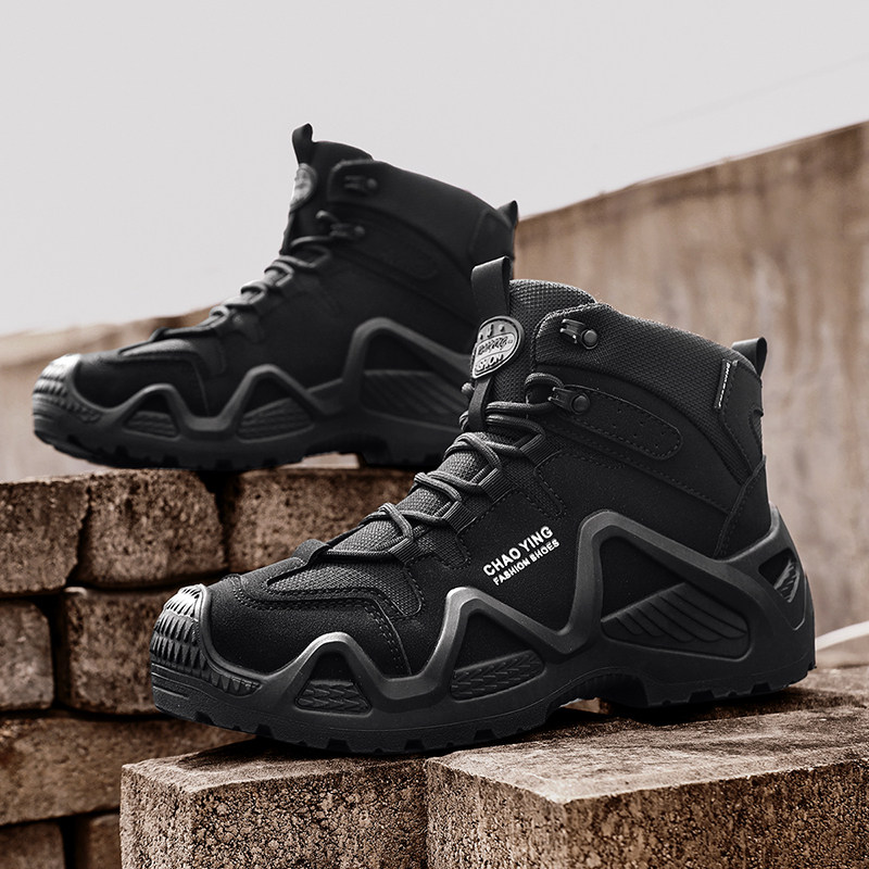 Men's Martin Boots for Autumn, Sports, Non-Slip, Wear-Resistant, Outdoor Hiking Work Boots, High-Top Safety Shoes for Construction Site Work