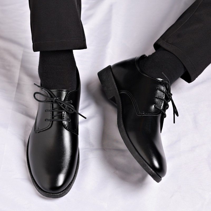 Leather Shoes for Men, Winter Business Formal Wear, British Style, Soft Sole, Casual Sports, Waterproof, Non-Slip, Groom's Wedding Suit Shoes