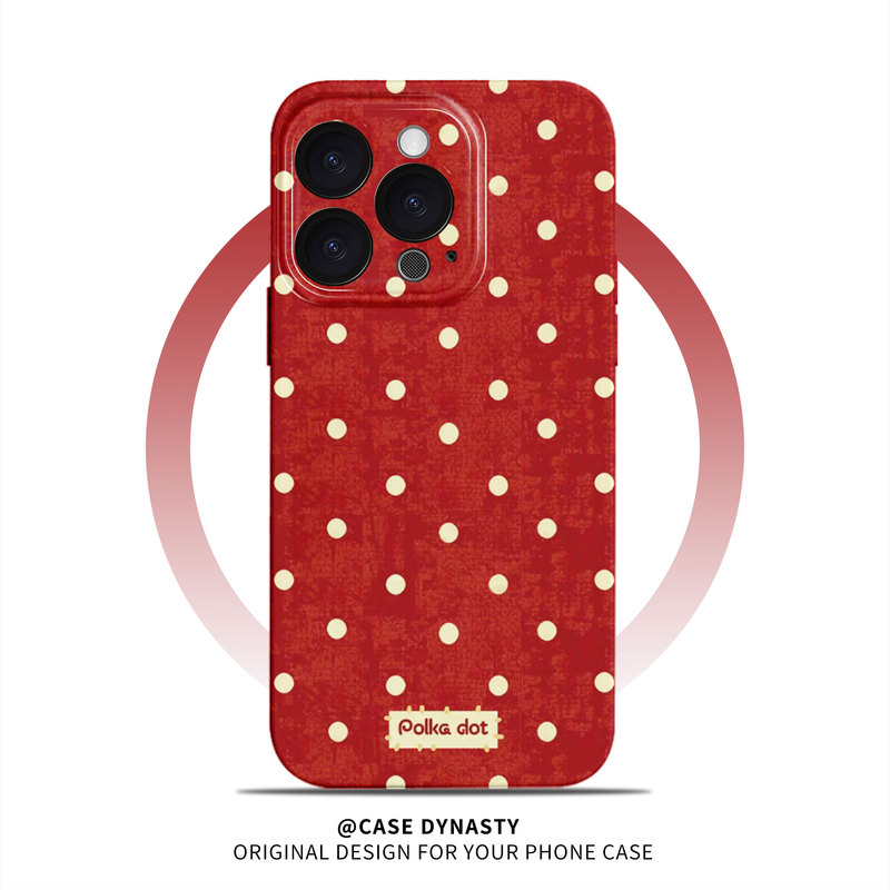 Retro Polka Dot Red and Green Couple Phone Case Suitable for Iphone17Promax16 Apple 15 Xiaomi 14 Niche 13 Cute 12Ins11 Film Vivox200 Huawei Mate70Prop70