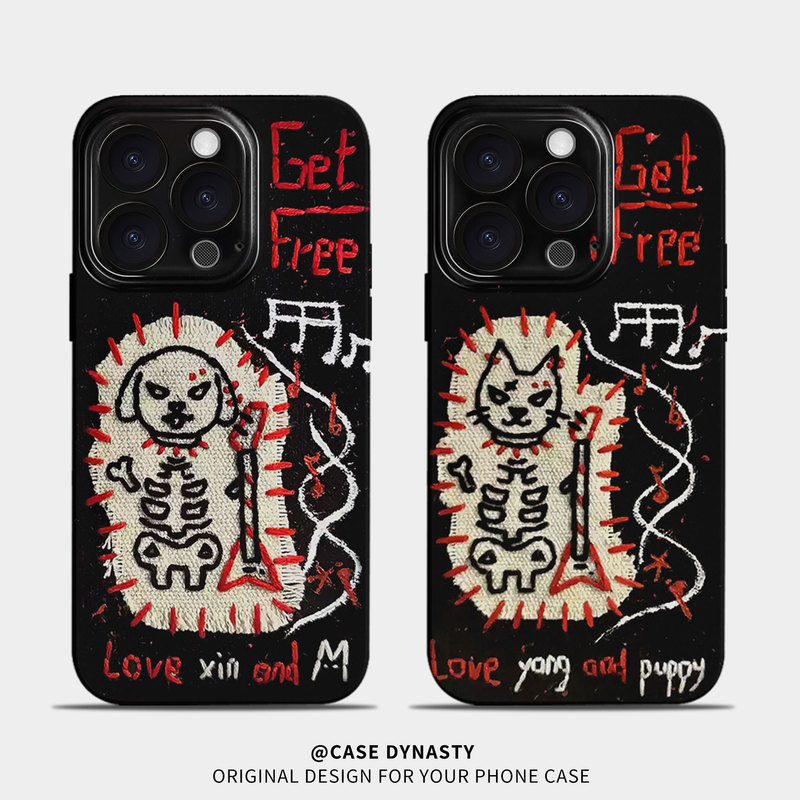 [Non-Embroidery] Electronic Music Festival Rock Punk Cat and Dog Design Suitable for Iphone18/17/16/15Pro Phone Case Huawei Mate70 Couple Opporeno9 Vivo Apple Oneplus Redmi K80
