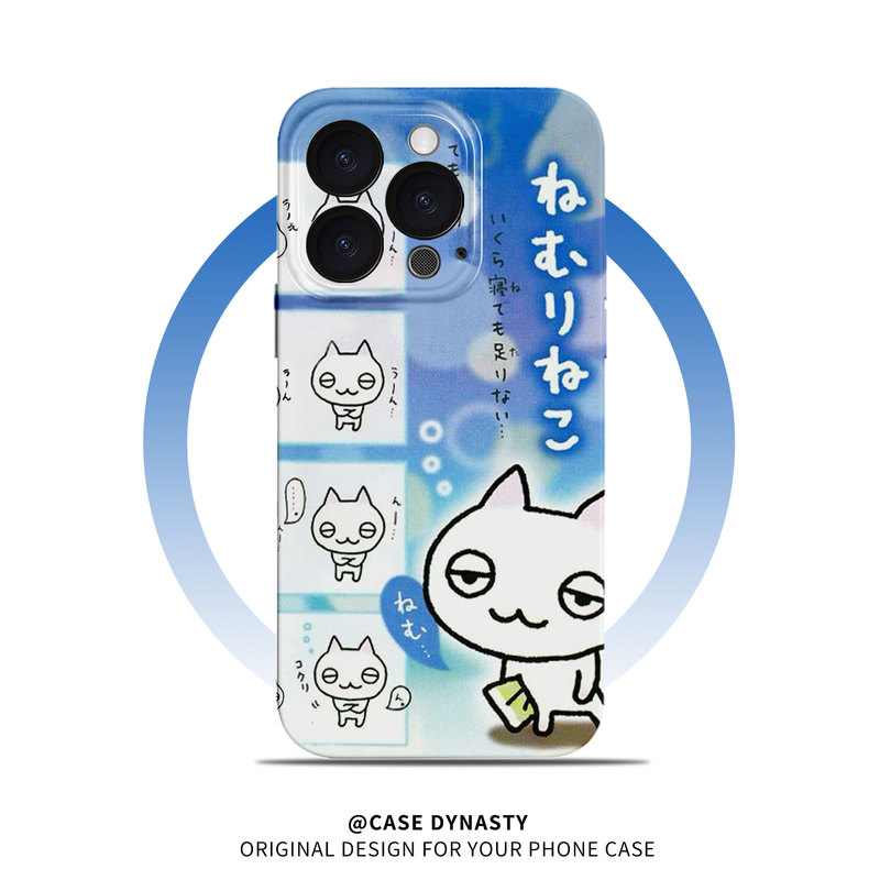 Millennial Style Sleepy Kitten~ Phone Case Suitable for iPhone 17/16 Pro Max, Apple 15, Xiaomi 14, Niche 13, Cute 12, Ins 11, Film, Vivo X200, Huawei Mate 70 Pro, Honor