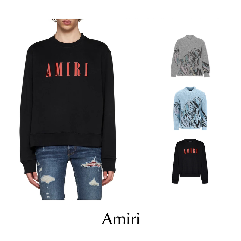 【Sale】Cettce In-Stock Amiri Show-Style Embroidered Printed Knit Sweater Printed Cotton Sweatshirt