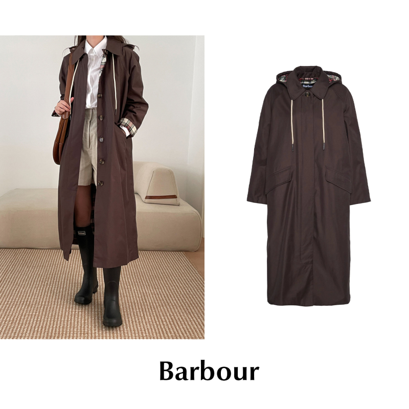 Cettce in Stock Barbour X Alexa Chung Collaboration Poster-Style Hooded Trench Coat