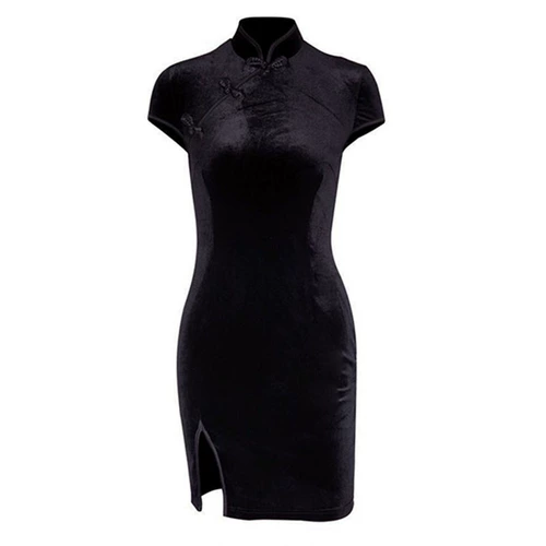 Ретро бархатное сексуальное ципао, юбка, европейский стиль, в стиле панк